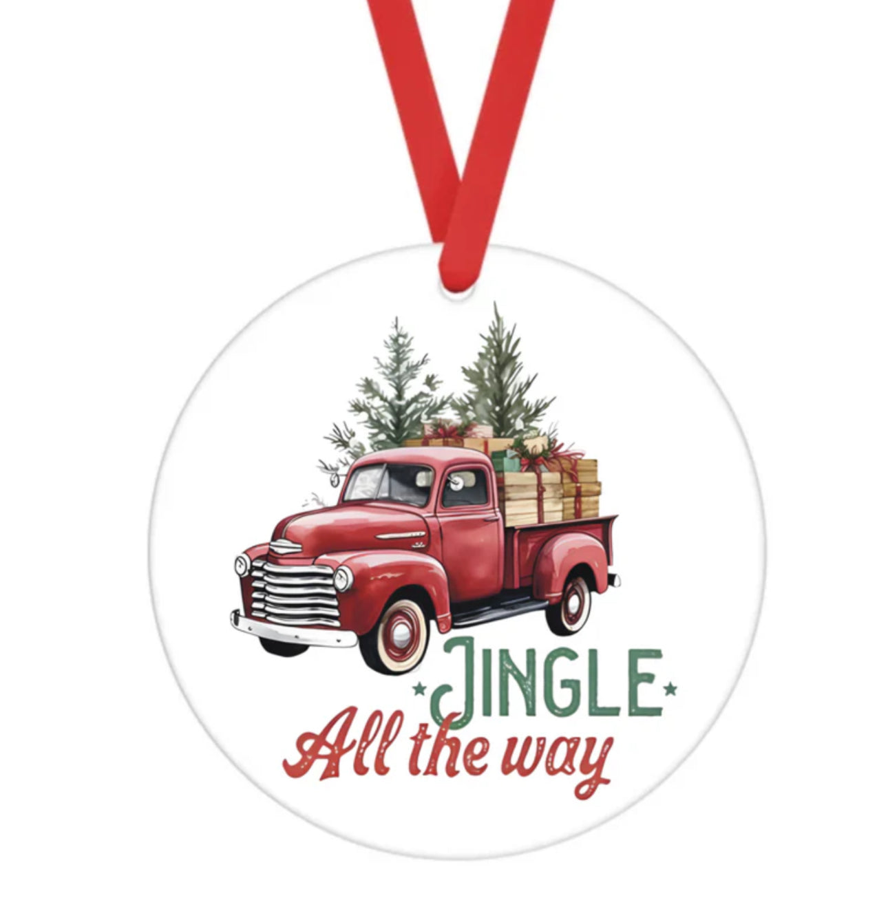 Ceramic Ornament • Jingle All The Way • Red Truck